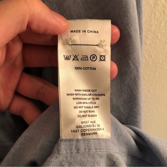 NNO7 Cotton Button Down Shirt in Light Blue (size S) - Picture 6 of 6